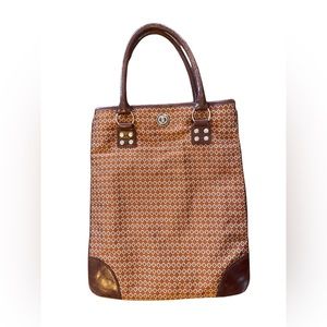 Cynthia rowley red print with red leather trim bag